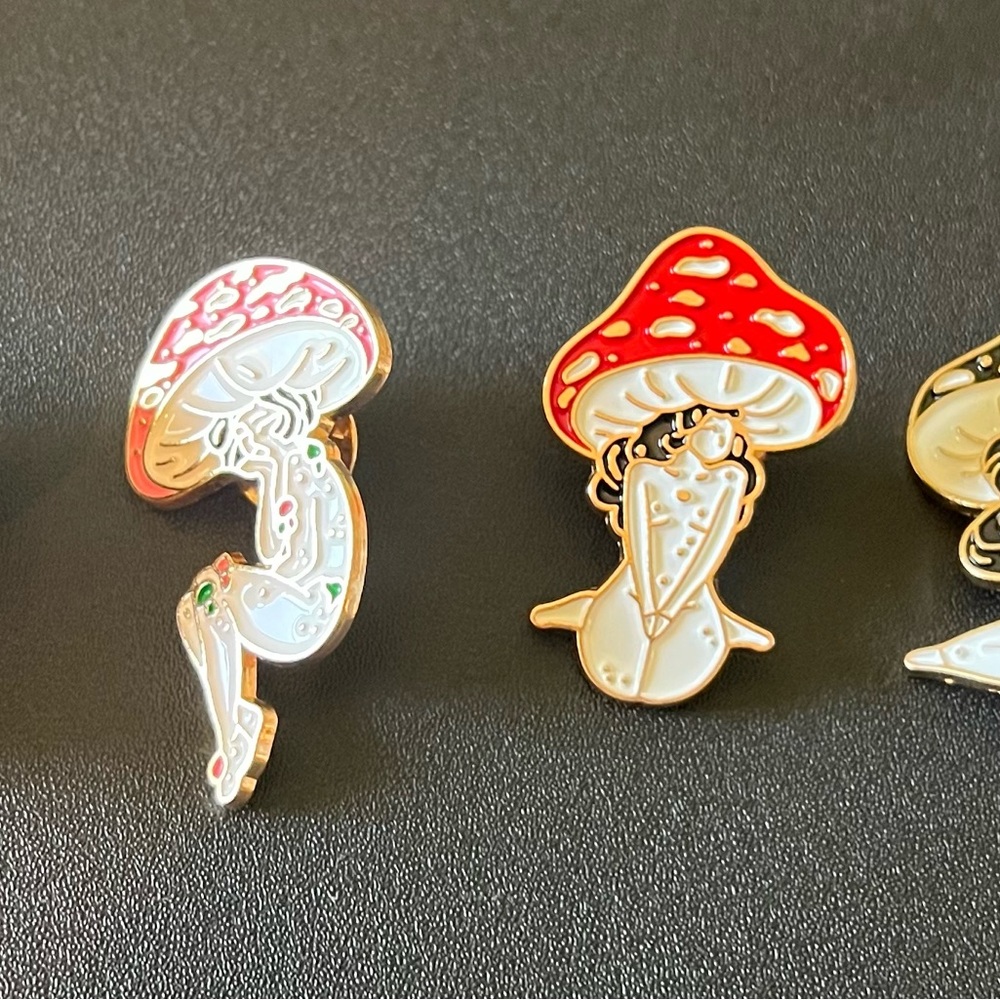 Mushroom Character Enamel Pins 4